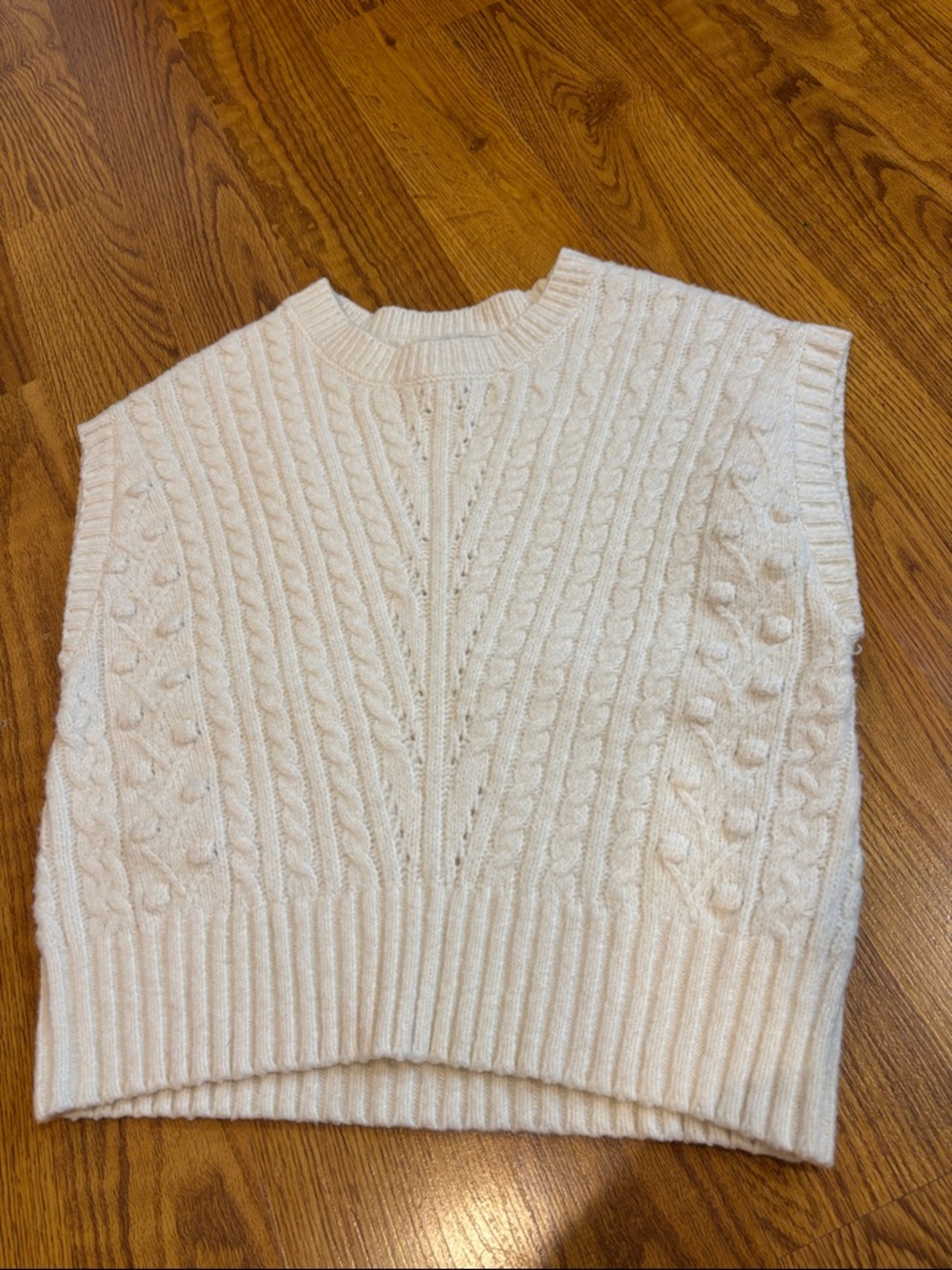 Sincerely Jules Cream Cable Knit Sleeveless Sweater Vest